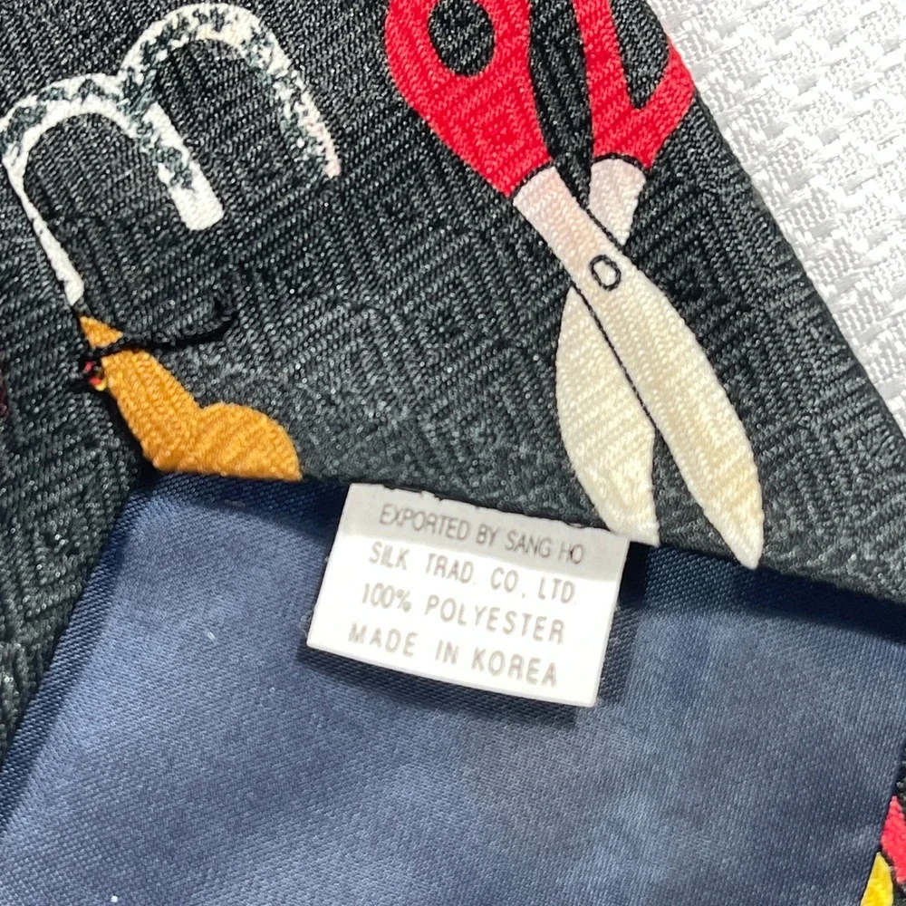 Fratello Silk Mens Alphabet Teacher Novelty Tie Black‎ School Print VTG